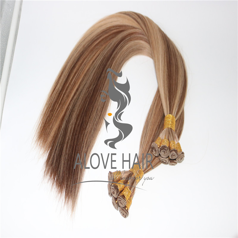 Hand tied wefts hair extensions wholesale